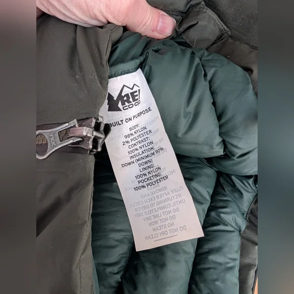 Rei Men's 850 Down Stormhenge Green Winter Hiking Jacket - Picture 9 of 11